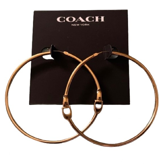 NEW Coach Women's Signature Hoop Earrings Gold Tone - Picture 11 of 13